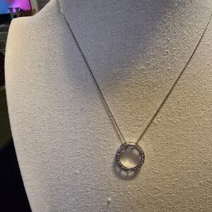 Diamond Circle Sterling Sheild Necklace